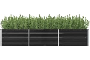WIFESE Lit SuréLevé De Jardin Anthracite 240x80x45 Cm Acier Galvanisé Jardinieres Exterieur Jardiniere Bois Jardiniere Balcon Carré Potager Bacs ã Fleurs Rectangulaire