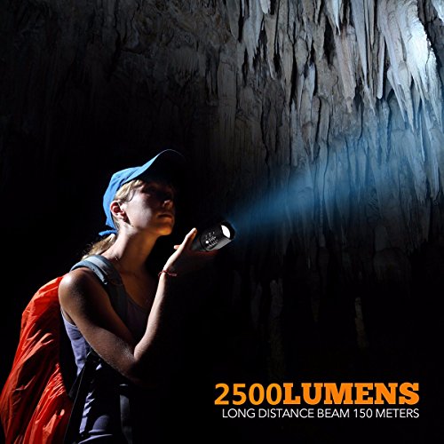 LED Zoombar 2500lm Superhelle Taschenlampe, GOCHANGE LED Handlampe, LED Camping Handlampe, LED Flashlight Mit einstellbarem Fokus / 5 Licht-Modi Wasserdicht Lampe für Outdoor Sportarten wie Camping, Wandern, Angeln - 9