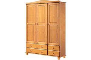 MOBLIT Armario Realizado en Madera Maciza de Pino, Barnizado en Color Miel. Serie Canet. Medidas 197x52 cm (altoxfondo). (130 cm de Ancho)