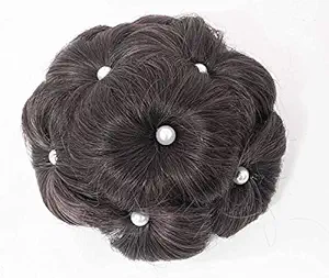 SAVS Synthetic Hair Bun Extension Artificial Juda For Women And Girls (Natural Black) (Brown)