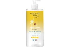 WELEDA - Gel lavant doux au Calendula bio sans parfum - 750 ml - Nettoie en douceur - Pour la toilette quotidienne des peaux délicates des bébés et des jeunes enfants - NATRUE - 750 ml