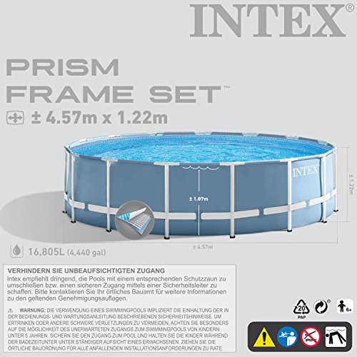 Intex 457×122 Ersatzpool mit Gestänge und Anschlüssen Swimming Pool Schwimmbad Frame Metal Stahlwand - 3
