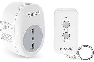 TESSAN Presa con Telecomando, Prese con Interruttore, Portata 30 M, Spina con Telecomando per Luci a Stringa da Interno, Lampade, Presa Wireless Italiana 16A per Elettrodomestici, 3680W