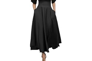 EMOTTOS Gonna Lunga da Donna, Bow Waist Knots Frilly Gonna Alta Vita Gonne Lunga, Alta qualità Casual Due Tasche Laterali A Linea Leggera Gonna, S-XL, Nero