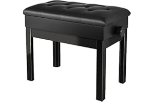 Clevich Piano Stool,Height Adjustable Bench with Storage, Heavy Duty PU Leather Keyboard Bench,Multi-Purpose Dressing Table Stool (Black, 150kg Capacity, 56x33x48-58cm)