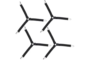 Bedecor -4Pcs (15cm à 55cm) Triangle Tendeur Drap Housse Lit Drap Réglable,Tendeurs de Maintien,Convient à Tous Lits et Matelas,Noir