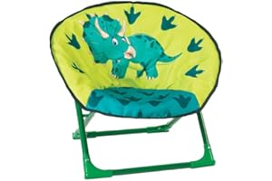 PLUMBEZ Quest Kids Dinosaur Moon Chair – Foldable Children’s Camping Seat with Safety Lock, 35kg Capacity, Lightweight, Portable, 210D Polyester, 53×40×47cm (Dinosaur)