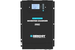 Renogy 3000W 12V Inverter Charger, Pure Sine Wave and High Frequency All-in-One Power and Charge, 6000W Peak with Control Panel and Remote Monitor for Off-grid, RV, Camping, and Home