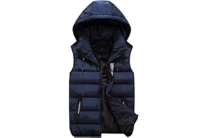 GIBZ Homme Veste sans Manches Doudoune Légère Gilet à Capuche Manteaux épais en Chaud Hiver avec Poches Zippé
