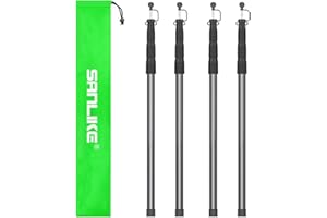 SANLIKE Lot de 4 Piquets de Tente pour Bâche de Toit - Télescopiques 2 m pour Auvent et Camping - Piquets de Tente de Toit - Gris