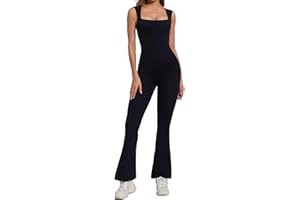 SHAPERIN Donna Tutina Intera Senza Maniche/Manica Lunga Tuta Canotta Modellante con Scollo Quadrato Shapewear Jumpsuit Tutina Sportivo Rompers Un Pezzo Tutina Aderente