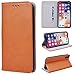 Produktbild SMART LEGEND Lederhülle für iPhone X Ledertasche Hülle Braun Premium Schutzhülle Handyhülle PU Leder mit Kartenfach Flip Case Protective Cover Innere Weiche Silikon Bookcase Handy Tasche Schale mit Kartenfächer Magnetverschluß Standfunktion Etui