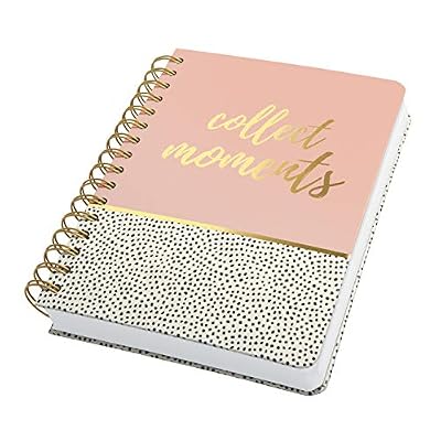 SIGEL JN601 Carnet de notes à spirale premium, 16, 2 x 21, 5 cm, pointillé, couverture rigide, motif petits pois, saumon/noir/blanc/or