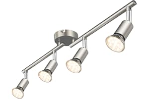 Defurhome LED Ceiling Light Rotatable, 4 Way Adjustable Modern Ceiling Spotlights(Matte Nickel) for Kitchen, Living Room, Bedroom,Including 4 x 4 W GU10 Led Bulbs(400LM, Warm White)