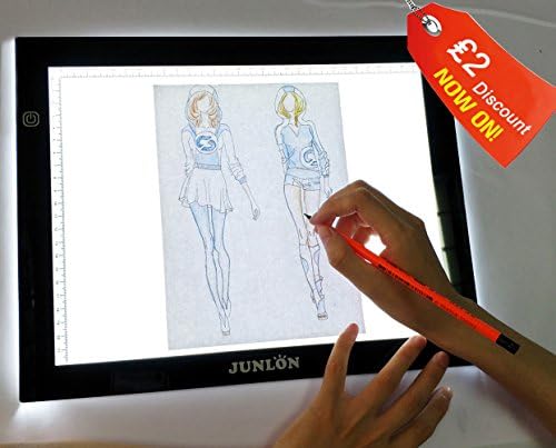 JUNLON A4 LED Tracing Table Light Box Pad Even brightness Drawing Board Bright Pad for Drawing Artists Tattoo Stencil Artcraft Tracing Animation Extremely Bright Adjustable Brightness Light Tracer