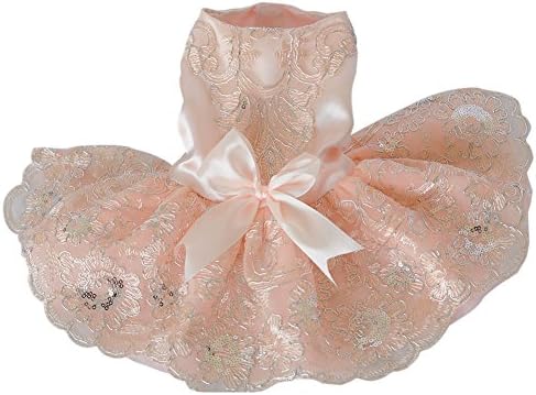Hankiki Dogs Cats Lace Princess Dress Embroidered Skirt Summer Clothes for Pet Wedding