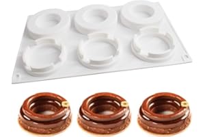 XIAOSHENLU Moule en silicone, moule gateau pour Glace Chocolat Pâtisserie Dessert, 6 Trous Forme de Grand Petit Anneau
