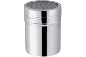 ‎SEAFRONT Shaker do Kakao w Proszku ze Stali Nierdzewnej Posypka do Cukru Pudru z pokrywką do Mąki i Cukru Pudru Przesiewacz do Cukru Pudru Pojemnik na Lukier Czekoladowy (M)