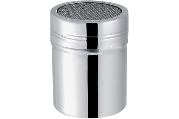 Kakaopulver Shaker, Rostfritt Stål Choklad Florsocker Shaker Sifter Flaska Kryddning Kryddburkar för Hem Kök kafé (Liten (5,9 tum))