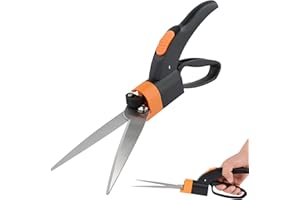 Caffney Grass Shears Ultra-Sharp Grass Cutter with 360 Degree Swivel Blades Stainless Steel Hand Lawn Scissors Multifunction Gardening Shears Plant Cutting Scissors for Flower Beds Grass Sidewalks HHD
