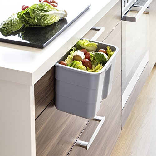 SO-TECH® BIKI Bio-Müll Abfallbehälter 4,2 L grau mit Deckel Abfallsammler zum Einhängen Mülleimer Tischmülleimer - 4