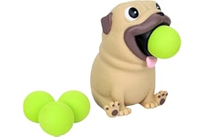 Zing Popper Toy - Launches Foam Balls Up to 20 Feet - Fun Indoor and Outdoor Game for Kids - Includes 4 Foam Balls (Pug)