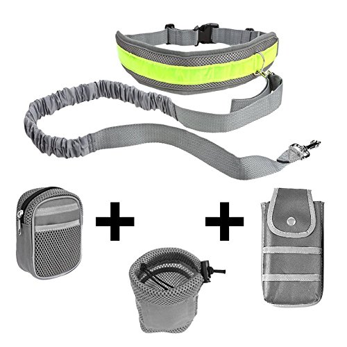 Ploopy Guinzaglio per Cani Hands Free, Guinzaglio in Nylon da Legare in Vita, per Fare Jogging Insieme al Vostro Cane, Con Cintura Regolabile, Perfetto per Cani e Padroni Sportivi 3 Sacchetti Grigio