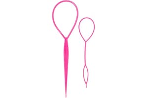 iTauyees 2 Piezas Herramientas para Cola de Caballo, Cabello Pull Aguja (Rosa)