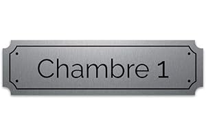 MYGOODPRICE Plaque gravée autocollante 14,5x4cm Chambre 1 fond alu brossé