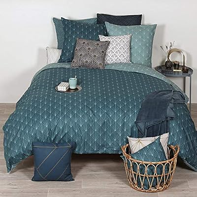 Côté Déco Parure de lit Gatsby géométrique Bleu 240x220 cm Azsy