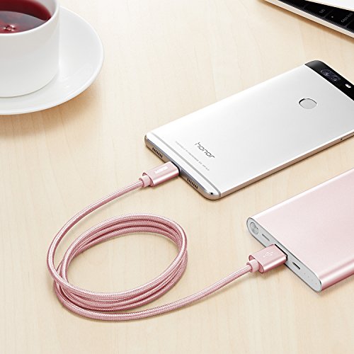 ESR USB C Kabel auf USB 3.0 3.3ft 1M Nylon USB Type C Ladekabel Datenkabel für Google Nexus 5X / 6P, MacBook 2015 / Pro 2016, Samsung Galaxy S8 / S8 Plus, LG G5, OnePlus 2, Nokia N1 Tablet, HTC 10, Huawei P9, Huawei P9 Plus (Rosygold) - 6