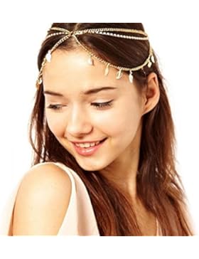 Gudeke Stirn Mädchen Dame Blätter Gesäumten Kristall Diadem Stirnband Haarbänder Kette