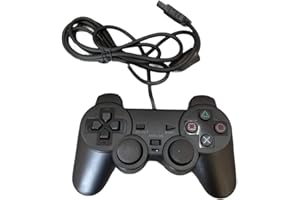 FLLAGG20 Mando con Cable para Sony PlayStation 2 PS2 Dual shock Controller Controllador Negro
