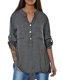 Mit einem lässigen Freizeithemd, Blusenshirt, einer Damenbluse siehst du sexy und elegant aus. Asymmetrische Longbluse, casual Longshirt Hemd ist vorne kurz, hinten lang. Bei dem Blusentop Shirt Oberteil sind die Ärmel als 3/4 Arm oder langarm tragbar