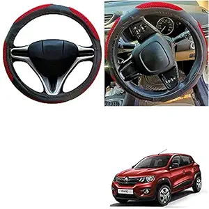 Autopearl Adinox Ring Type Car Steering Wheel Cover (Ultimate Black Red) For -Renault Kwid