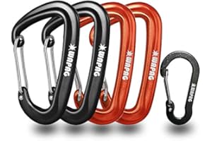 WAPAG - Mosquetón Resistente y Ligero de Aluminio en Forma de D, 1200 kg, para Camping, Senderismo, Exterior, Hamaca, pequeño mosquetón para Llavero