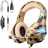 Comfortable Gaming Headset with Rotatable, Noise Reduction Mic for PS4 , Nintendo Switch,Xbox One, PC, Laptop, Mac ,Smart Phone(Over-Ear And LED Lighting)