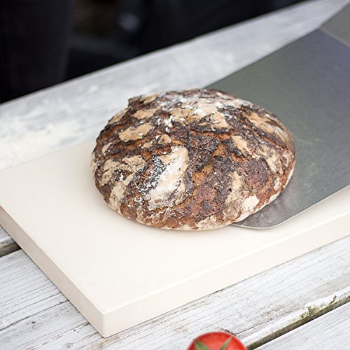 Rustler Pizzastein – eckig – 31,5 x 25,5 x 3 cm + Pizzaschieber (Edelstahl/Holz) - 4