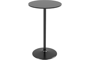 HOMCOM Mesa de Bar Redonda, Mesa de Comedor, Ø60x102 cm, con Encimera Laminada y Marco de Acero, para 2 Personas, Moderna, para Casa, Cocina, Negro