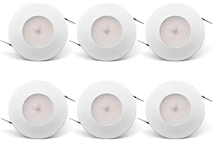 KYOTECH OPPER reflektor LED do zabudowy, IP44, 5 W, 400 lm, moduł LED, 230 V, ultra płaski, do łazienki, sufitu, do zabudowy, ciepła biel, 3000 K, 6-częściowy zestaw [klasa energetyczna A++]