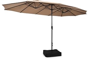 COSTWAY Sombrilla Terraza Exterior Doble 451,5 x 264cm, Sombrillas Jardin Grandes con Base, Manivela, Parasol Jardin Exterior Patio Terraza Piscina