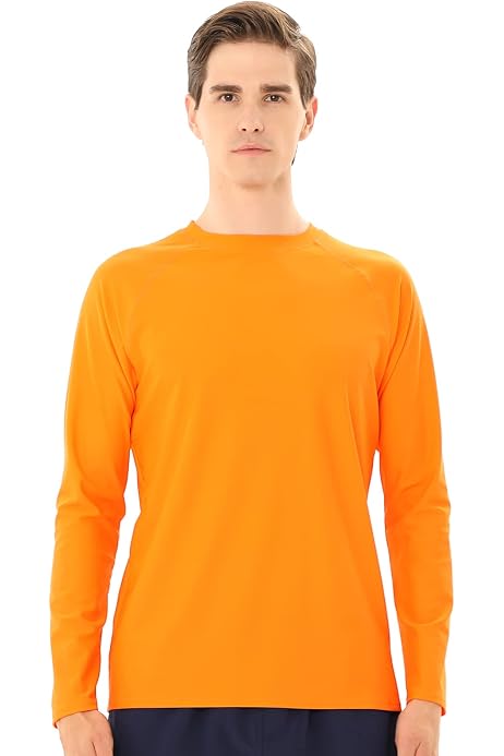 Protection Solaire Surf Natation Pêche T-shirt Anti-UV Huayuzh Manches Longues - Séchage Rapide Surf Pêche Orange Taille L T Shirt Uv Homme