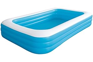 Jilong Fun Piscina Gonfiabile Rettangolare 3 Anelli, Blu, 305 x 183 x 56 cm