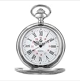 mzq Flip Silber mechanische Taschenuhr, die römischen hohlen Klassische mechanische Armbanduhr Herrenuhr geschnitzt