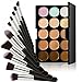 Generic 15-Color Concealer Palette+10Pcs Eyebrow Power Makeup Brush Black silver RS.620.00