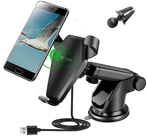 huiheng Fast Wireless Car Charger, Car Air Vent Dashboard Holder Mount for iPhone X iPhone 8/8 Plus, Samsung Galaxy Note 8, S6 S7 Edge S8 S8+, and All Qi-Enabled Phone Use In Car and Home