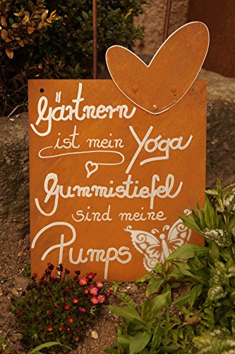 Edelrost Tafel Yoga Gedichttafel Wandschmuck Geschenk Herz Garten Terrasse Schild Spruch - 3