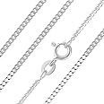 Aeon Jewellery 925 Sterling Silver Necklace - 1mm Diamond Cut Curb Chain Necklace | Choose from 16" -30" Chain | For Layered Looks or Replacement