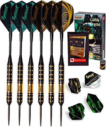 IgnatGames Dardos Punta de Acero - 18g Dardos Profesionales con Ejes de Aluminio y 2 Estilos de Plumas + Afilador y Estuche