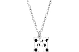 Astellea Football Gifts for Girls Boys Initial Necklace for Soccer Players Lovers Coach Fashion Football Letter Necklace Christmas Birthday Party Jewelry Present for Son Daughter Teenage